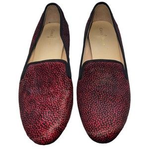 COLE HAAN AIR Sabrina Calf Hair Fur Red Wine Black Dot Loafers Size 7 B